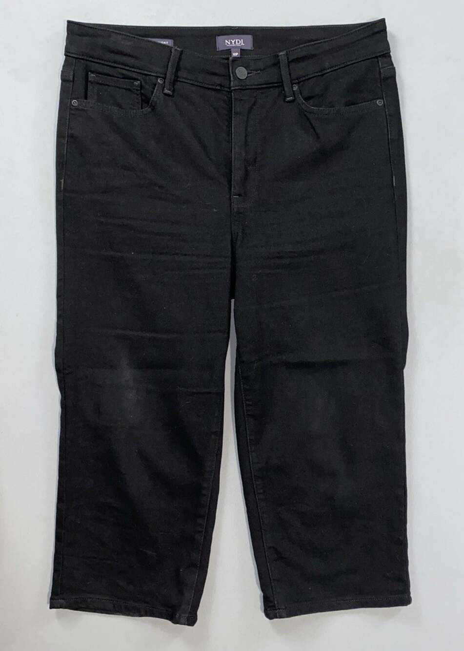 NYDJ Lift/Tuck Women's Crop Stretch Canvas 5-Pocket Jeans. Black, Size 10P. EUC!